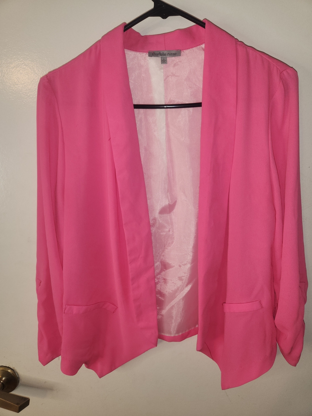Charlotte Russe Bright Pink Open-Front Blazer